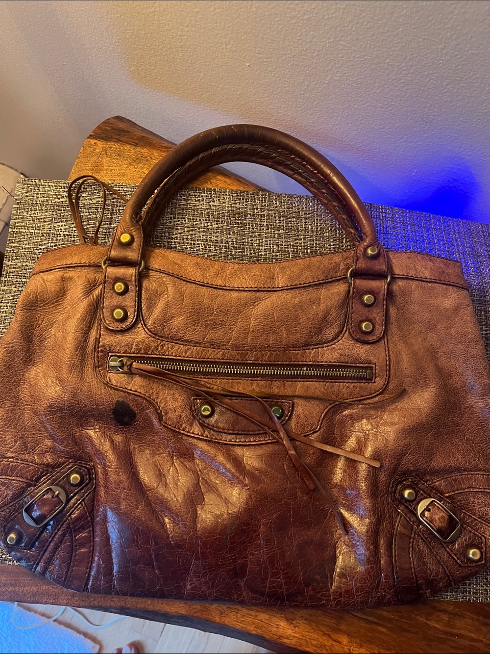 Besso Women's Motorcycle Style Brown Leather Shoulder Bag